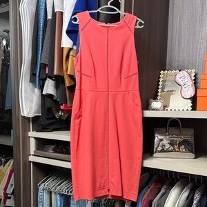 J. Crew Vibrant Coral Midi Dress